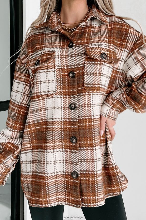 ecru/kamel NanaMacs fortjener ros rutete shacket 402NJ03666