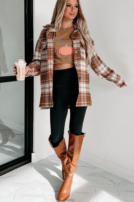 ecru/kamel NanaMacs fortjener ros rutete shacket 402NJ03666