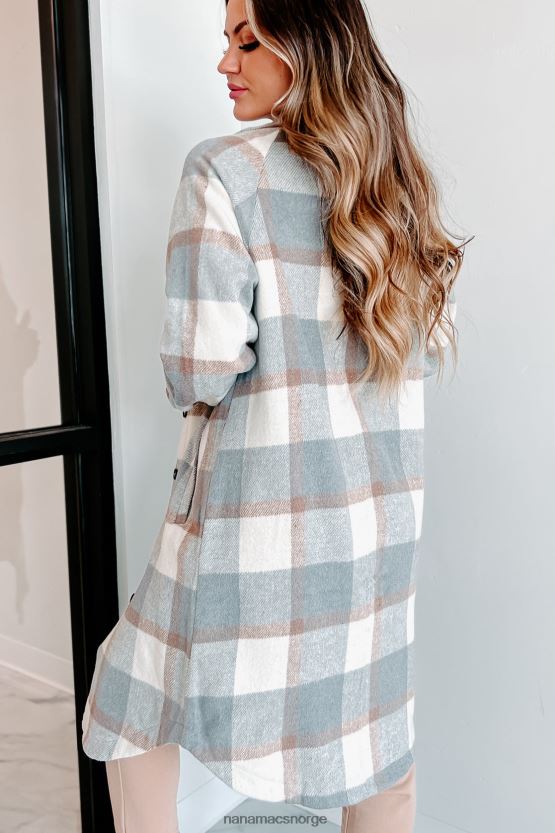 grå NanaMacs plass til å puste lang rutete sjacket 402NJ03688