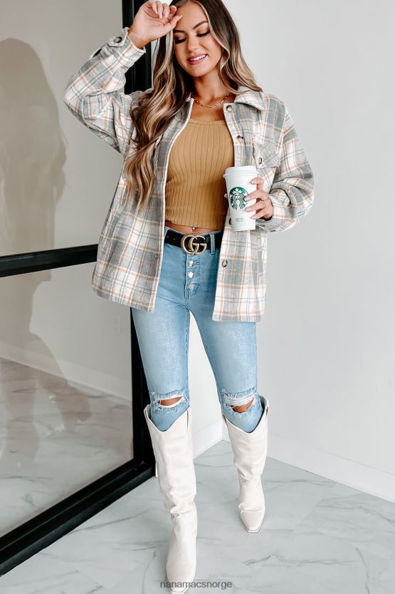 gråmelert NanaMacs husket pasts rutete shacket 402NJ03682