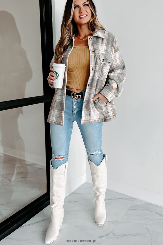 gråmelert NanaMacs husket pasts rutete shacket 402NJ03682