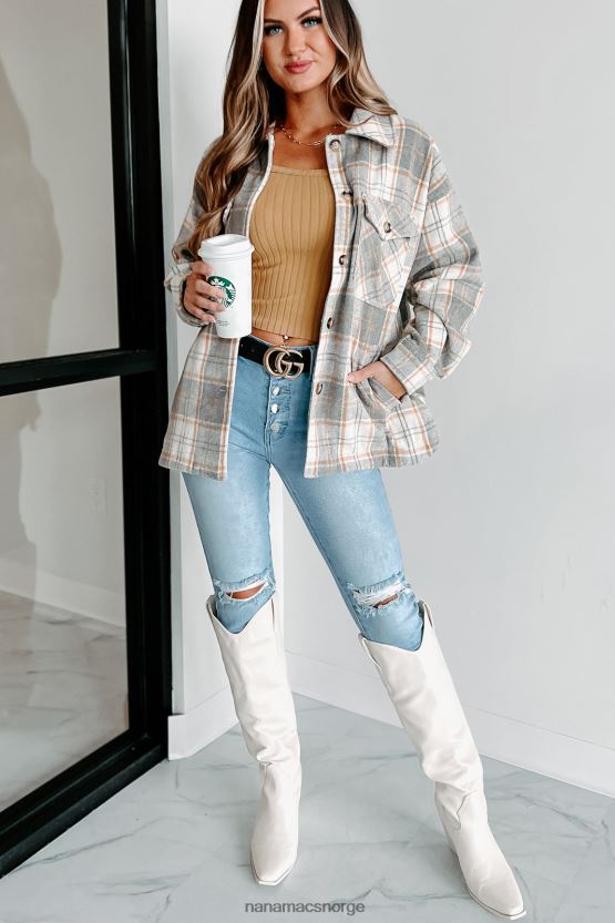 gråmelert NanaMacs husket pasts rutete shacket 402NJ03682