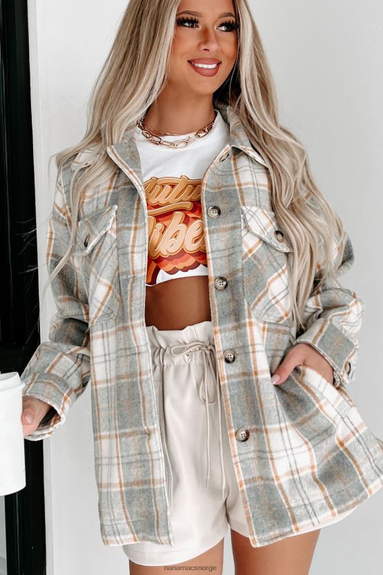 gråmelert NanaMacs husket pasts rutete shacket 402NJ03682