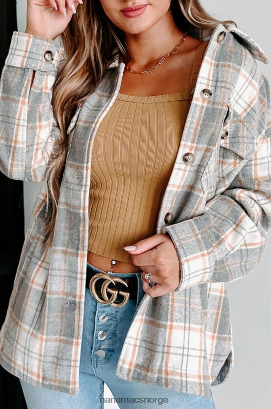 gråmelert NanaMacs husket pasts rutete shacket 402NJ03682