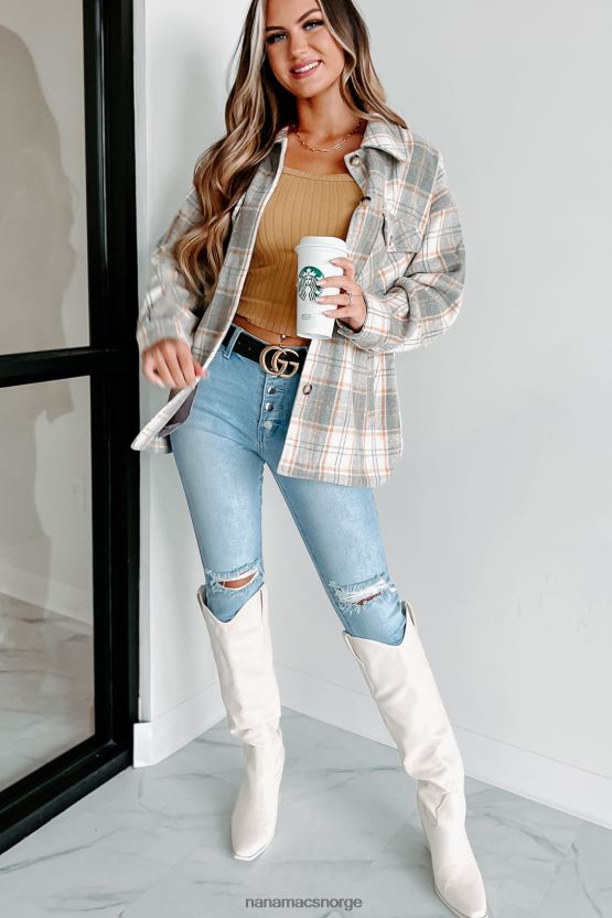 gråmelert NanaMacs husket pasts rutete shacket 402NJ03682