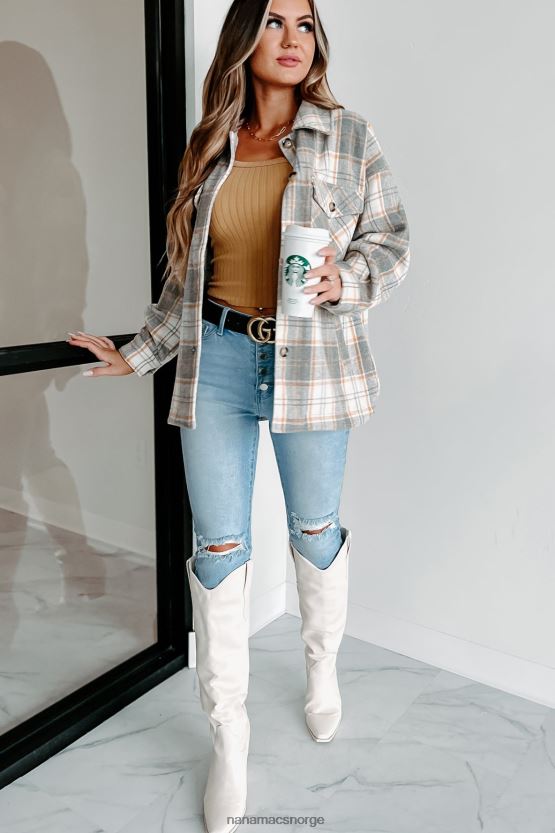 gråmelert NanaMacs husket pasts rutete shacket 402NJ03682