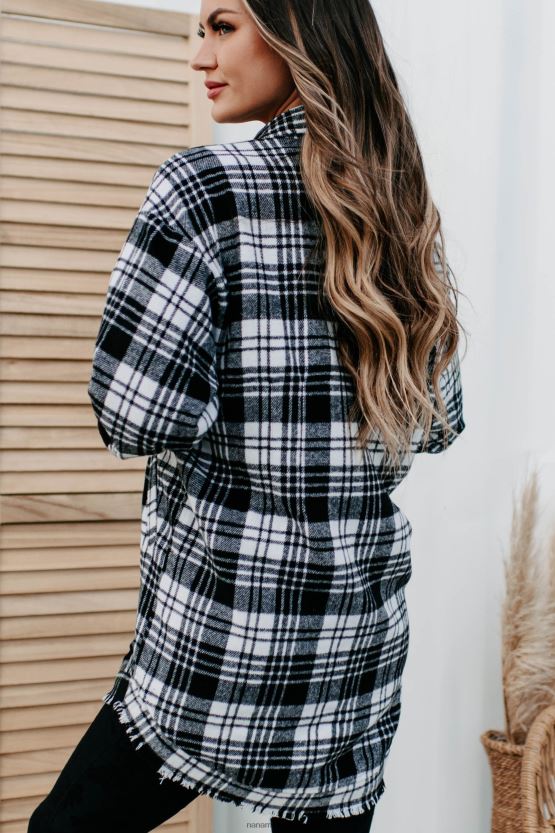 hvit svart NanaMacs cider bål lang rutete shacket 402NJ03701