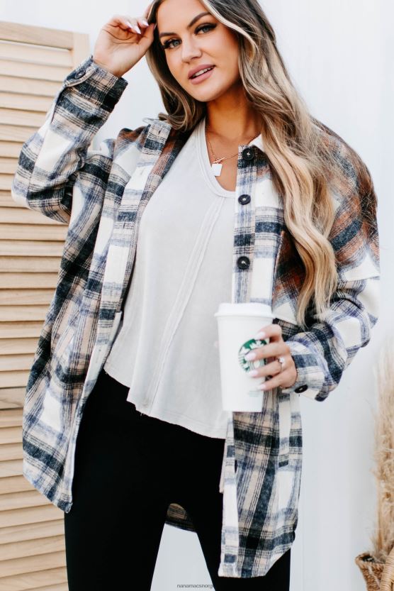 kamel/rust NanaMacs nordover overdimensjonert colourblock rutete shacket 402NJ03702