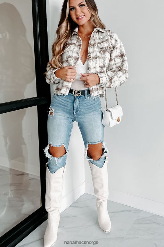 krem/brun NanaMacs drømmer og ambisjoner rutete shacket 402NJ03680