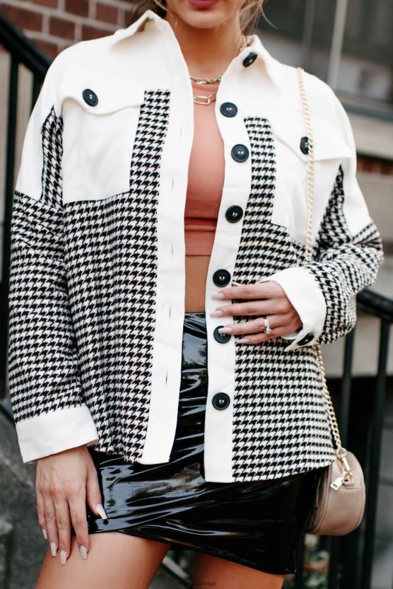 kremblanding NanaMacs si hva som helst houndstooth shacket 402NJ03674