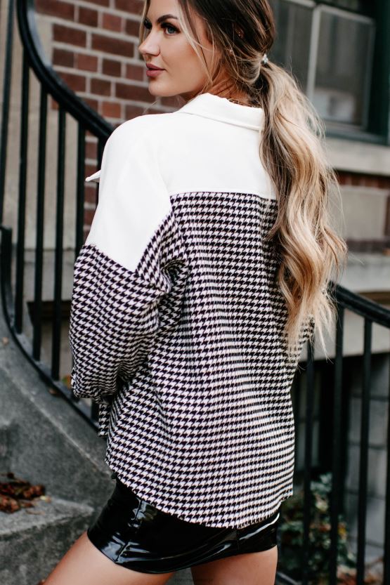 kremblanding NanaMacs si hva som helst houndstooth shacket 402NJ03674