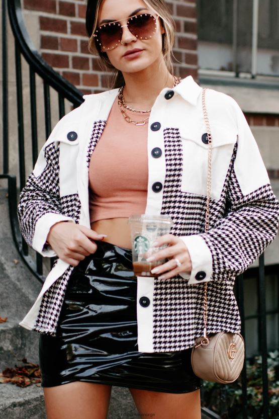 kremblanding NanaMacs si hva som helst houndstooth shacket 402NJ03674