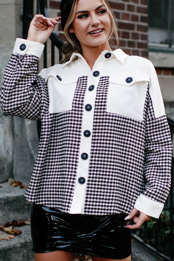 kremblanding NanaMacs si hva som helst houndstooth shacket 402NJ03674
