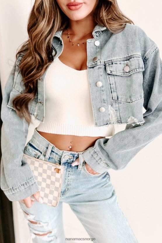 middels lett denim NanaMacs finne det ut beskåret denim shacket 402NJ03763