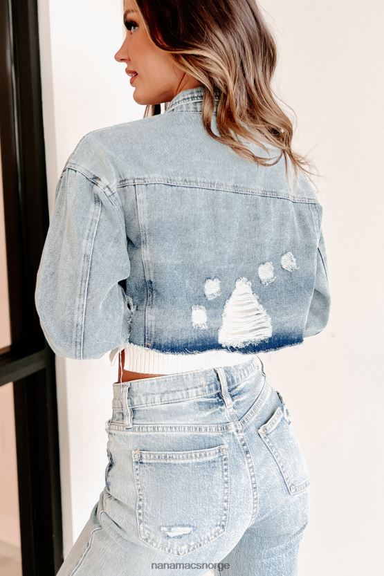 middels lett denim NanaMacs finne det ut beskåret denim shacket 402NJ03763