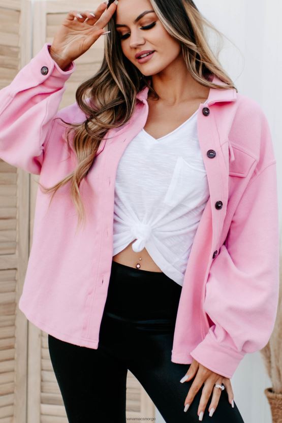 rosa NanaMacs enkle utsagn knapp-front shacket 402NJ03668