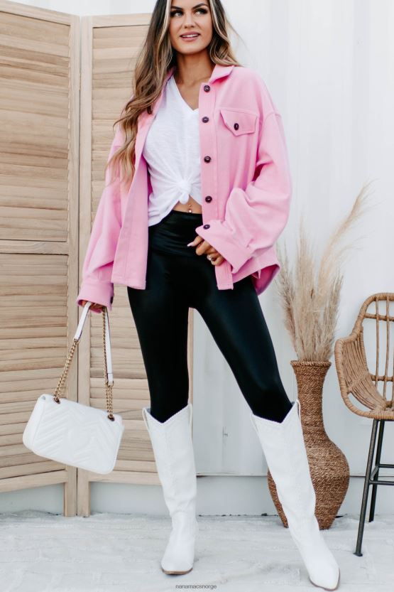 rosa NanaMacs enkle utsagn knapp-front shacket 402NJ03668