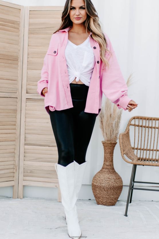 rosa NanaMacs enkle utsagn knapp-front shacket 402NJ03668