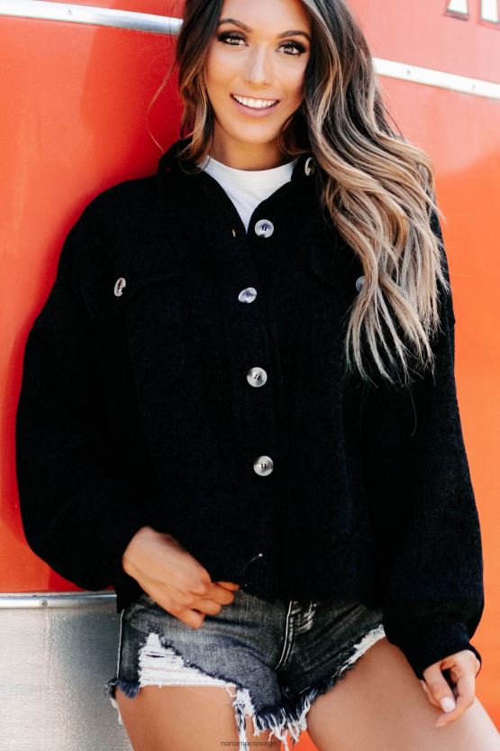 svart NanaMacs alle mine grunner chenille shacket 402NJ03713