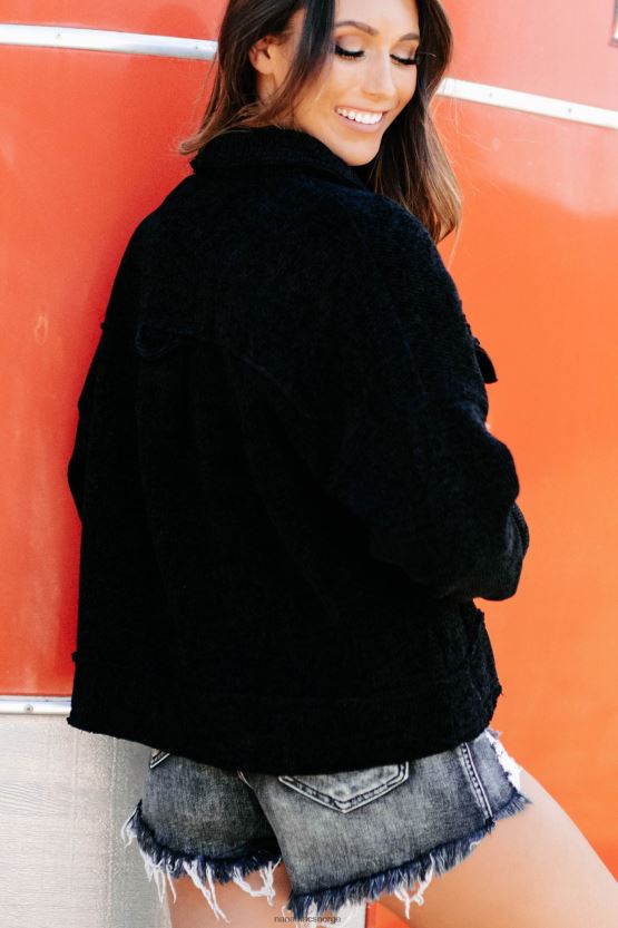 svart NanaMacs alle mine grunner chenille shacket 402NJ03713
