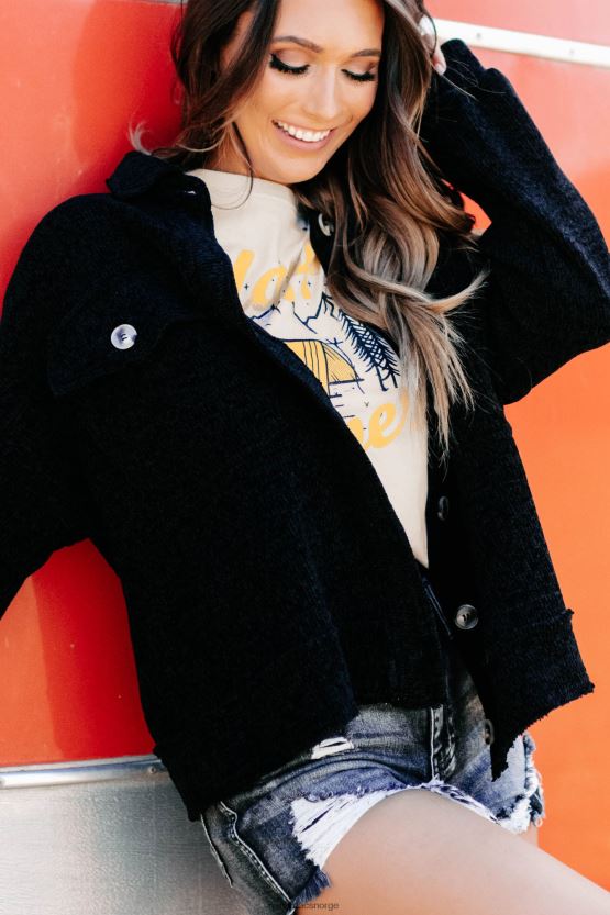 svart NanaMacs alle mine grunner chenille shacket 402NJ03713