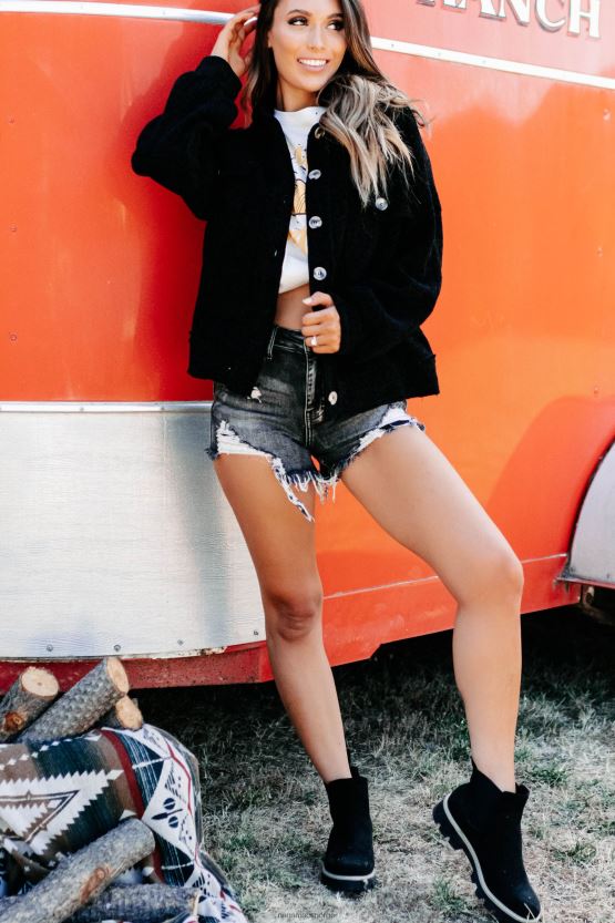 svart NanaMacs alle mine grunner chenille shacket 402NJ03713