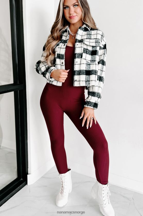 svart hvit NanaMacs sade pledd shacket 402NJ03673