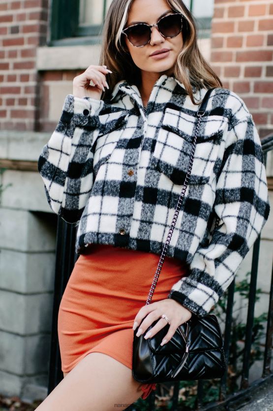 svart hvit NanaMacs sade pledd shacket 402NJ03673