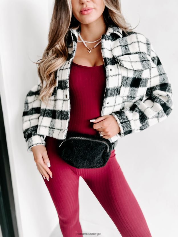 svart hvit NanaMacs sade pledd shacket 402NJ03673