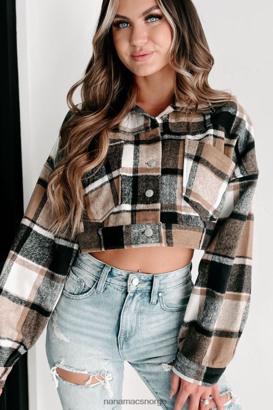 svart/taupe NanaMacs dekker spor rutete beskåret shacket 402NJ03656