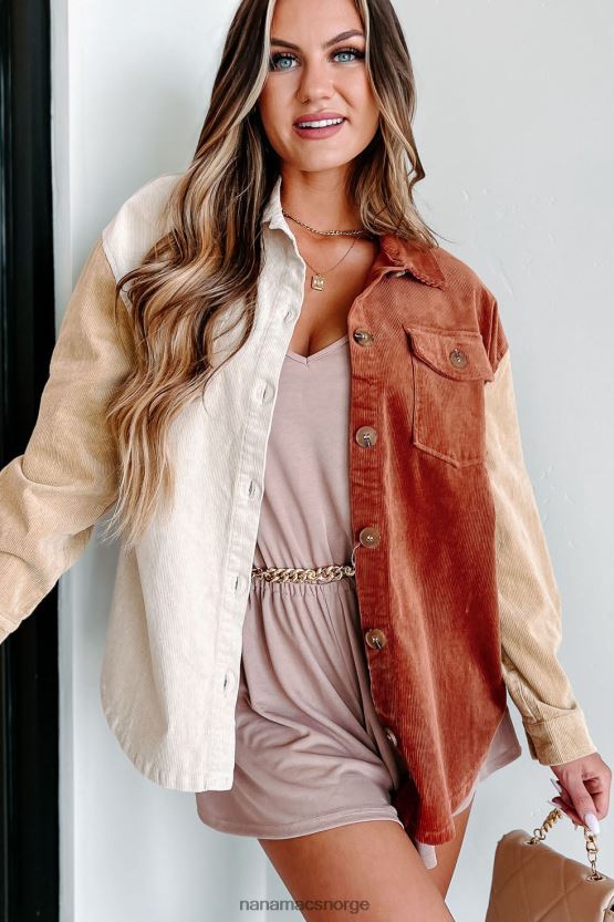 taupe/rust NanaMacs kreative bestrebelser colorblock cordfløyel shacket 402NJ03705