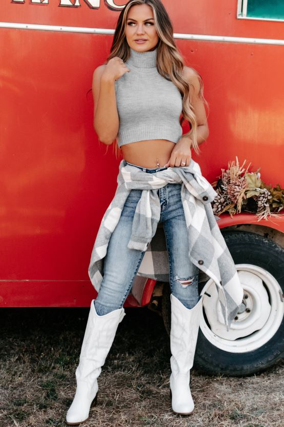 gråmelert NanaMacs alltid i mellom ermeløs rullehalsgenser 402NJ01686