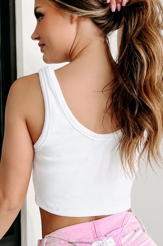 hvit NanaMacs bare grunnleggende ribbet crop tank topp 402NJ0680