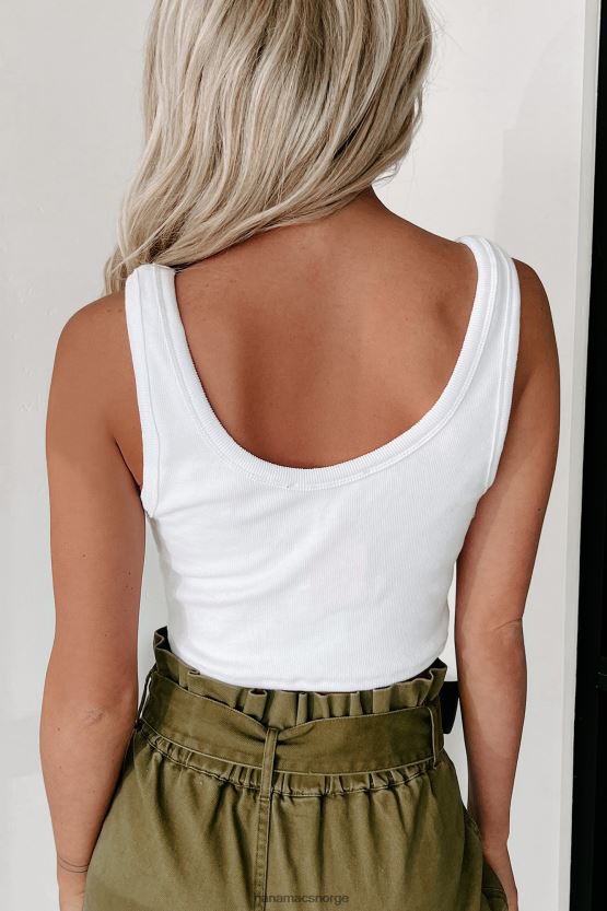 hvit NanaMacs bare grunnleggende ribbet crop tank topp 402NJ0680