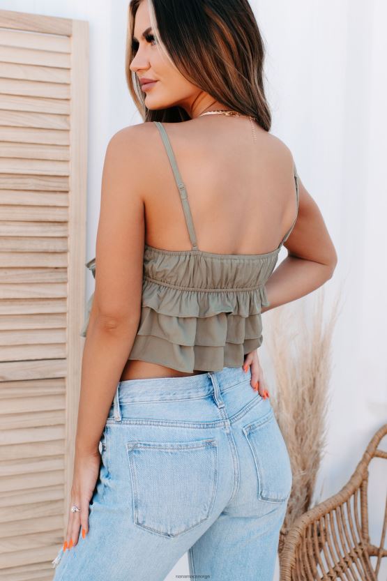 lys oliven NanaMacs sommer av konserter ruffled crop tank 402NJ01319