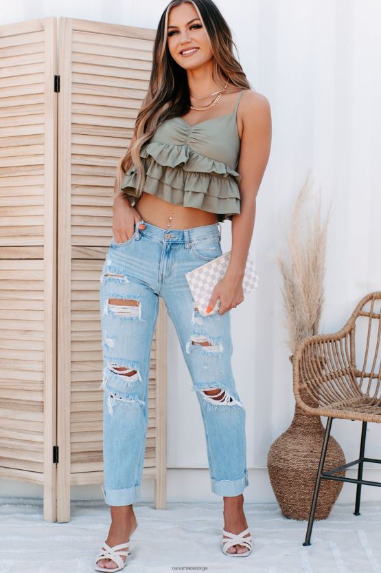 lys oliven NanaMacs sommer av konserter ruffled crop tank 402NJ01319