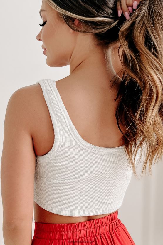 lysegrå NanaMacs bare grunnleggende ribbet crop tank topp 402NJ0539