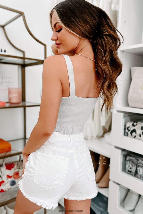 lysegrå NanaMacs naken essensiell cropped genser strikket tank top 402NJ01454