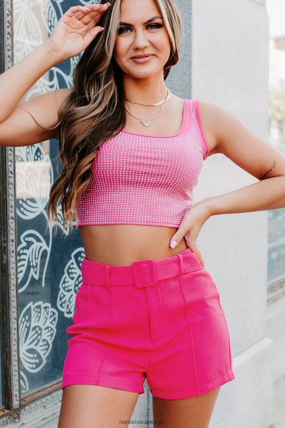 rosa NanaMacs dristig ny holdning rhinestone crop tank 402NJ065