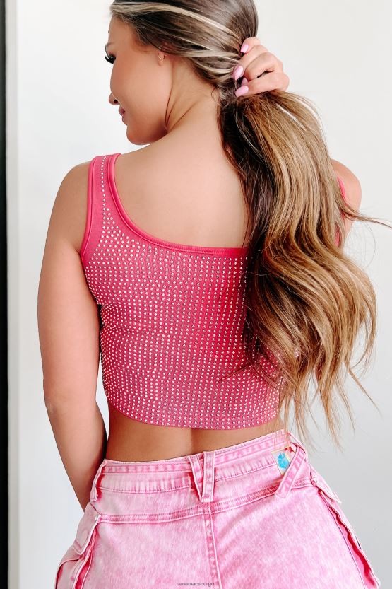 rosa NanaMacs dristig ny holdning rhinestone crop tank 402NJ065
