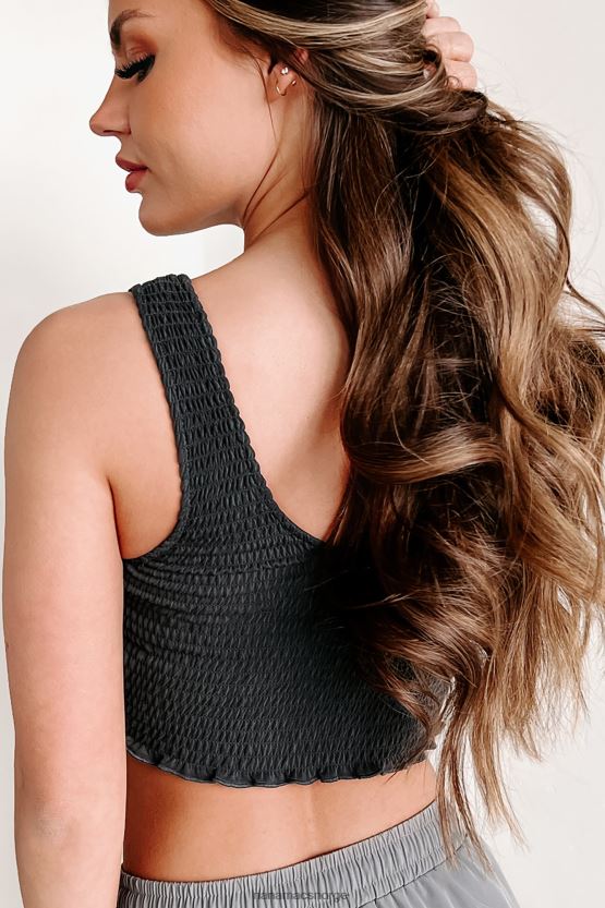 svart NanaMacs glede på reisen smocked crop tank 402NJ0605