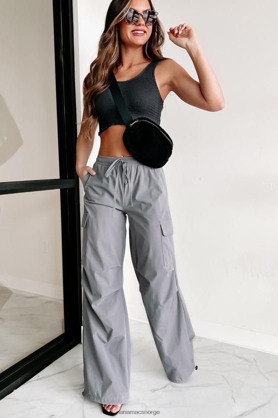 svart NanaMacs glede på reisen smocked crop tank 402NJ0605