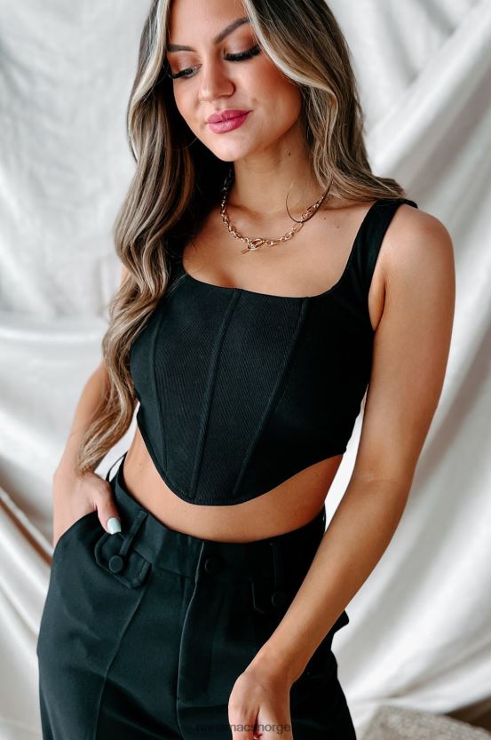 svart NanaMacs ser fin ribbestrikket korsetttank 402NJ01352