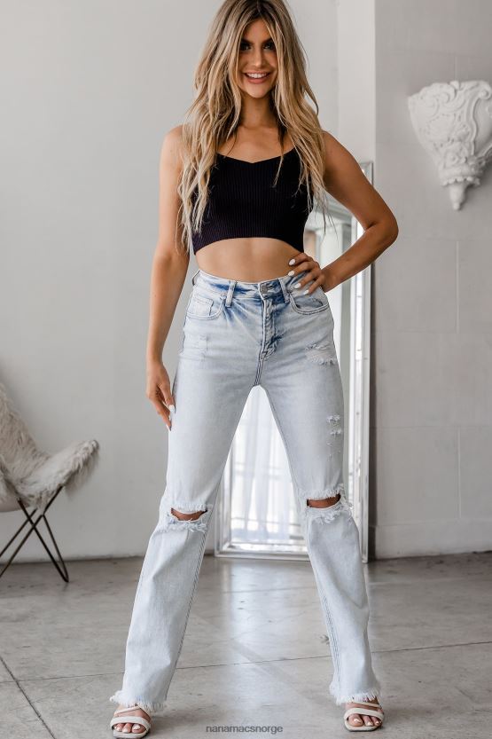 svart NanaMacs utveksle tall ribbet crop tank topp 402NJ01329