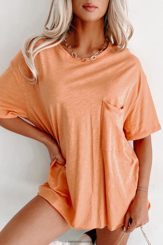 aprikos NanaMacs oversized slub strikket lomme-t-skjorte 402NJ0591