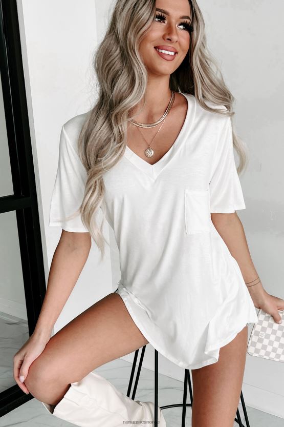 elfenbein NanaMacs T-skjorte med v-hals 402NJ0620