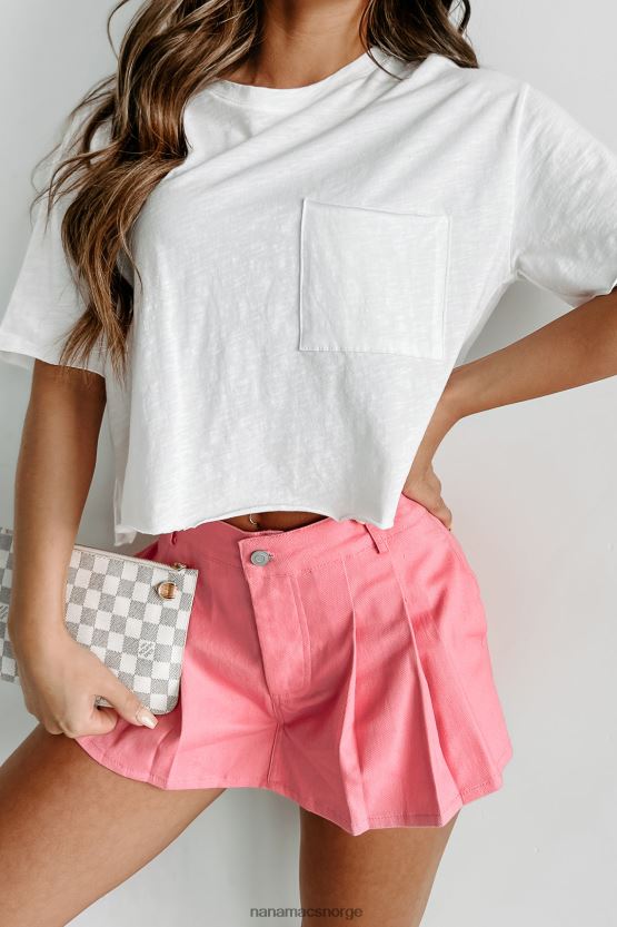 hvit NanaMacs gjennomsnittlig jentete t-skjorte med rå hem 402NJ0563