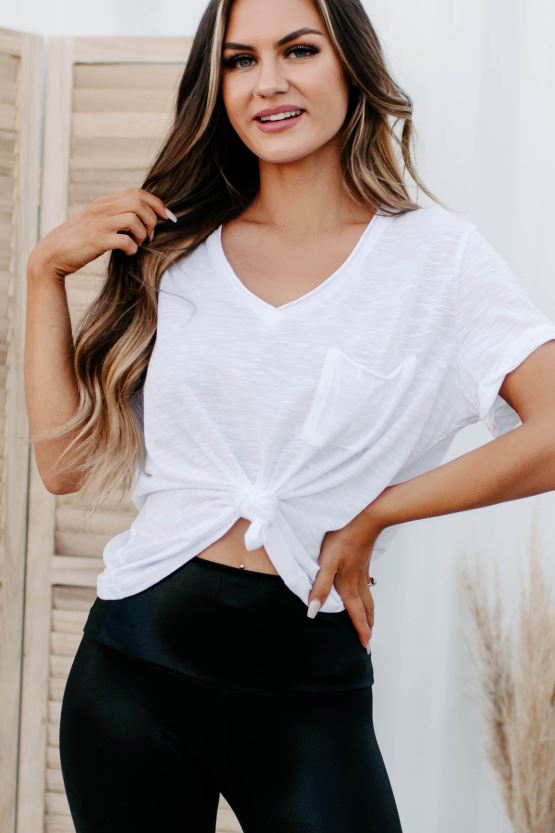 hvit NanaMacs jager minner med v-halset lommet-skjorte 402NJ0717