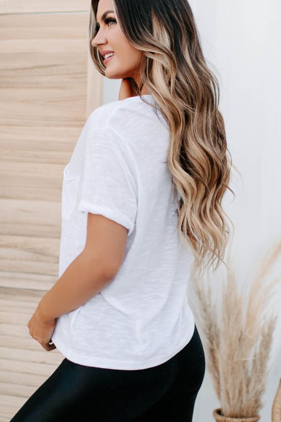 hvit NanaMacs jager minner med v-halset lommet-skjorte 402NJ0717