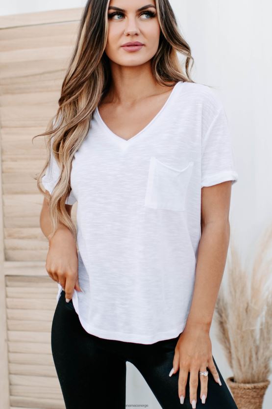 hvit NanaMacs jager minner med v-halset lommet-skjorte 402NJ0717